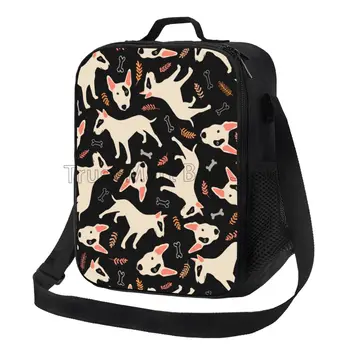 Изолированная сумка для ланча с принтом собаки английского бультерьера с плечевым ремнем, сумка-холодильник, сумка-тоут, школьный ланч-бокс для детей, мужчин, женщин 9