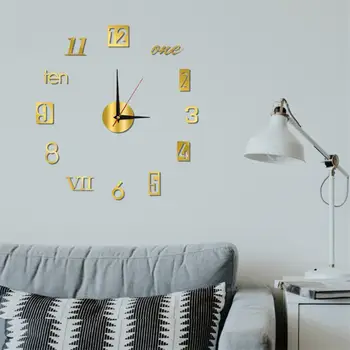 Настенные часы, клейкие акриловые настенные часы, Многоцелевые, напоминающие время, Полезные для гостиной Кварцевые подвесные часы с иглой