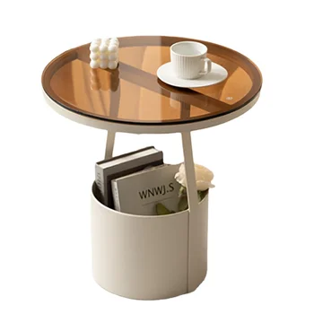 Простой роскошный журнальный столик в скандинавском стиле, стоящий в гостиной, Уникальный минималистичный журнальный столик с небольшим подносом, Доступная мебель для дома 2
