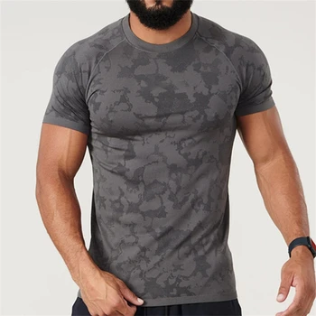 Высококачественная новая мужская хлопчатобумажная весенне-летняя футболка, деловые повседневные спортивные топы с круглым вырезом и коротким рукавом 8
