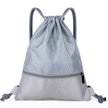 1 шт. Нейлоновый Водонепроницаемый рюкзак с застежкой-молнией и шнурком большой емкости, Спортивная сумка для хранения на открытом воздухе, сумка для фитнеса, Толстая веревка, сумка для мяча из полиэстера. 6