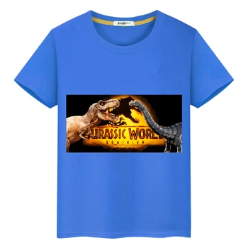 Детская футболка с динозавром из 100% хлопка y2k, Летние Футболки с аниме one piece Jurassic World Dominio, Короткие Топы С принтом, одежда для мальчиков и девочек 4