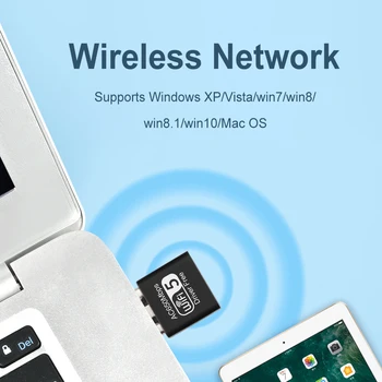 USB WiFi Адаптер Беспроводная Сетевая карта 2,4 ГГц 5,8 ГГц USB 2,0 Ethernet PC Network Lan Dongle Free Drive Совместим с 802.11b/g 11
