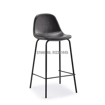 Барный стул современный простой бытовой промышленный стиль скандинавская сетка со спинкой красный свет роскошный барный стул с высокими ножками барный стул