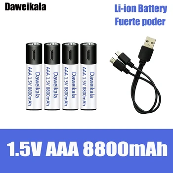 Batería de iones de litio recargable por USB, alta capacidad, 1,5 V, AAA8800 mWh, para control remoto, ratón, pequeño ventilador 13