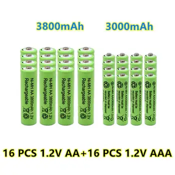 Новые NI-MH аккумуляторы 1.2 В AA 3800 мАч + NI-MH аккумулятор 1.2 В AAA 3000 мАч с возможностью повторного использования 15