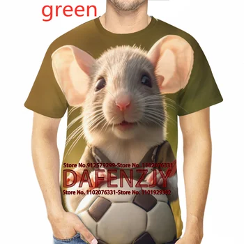 2023 Летняя новая модная удобная футболка с 3D-печатью Animal Mouse, футболка с коротким рукавом 5