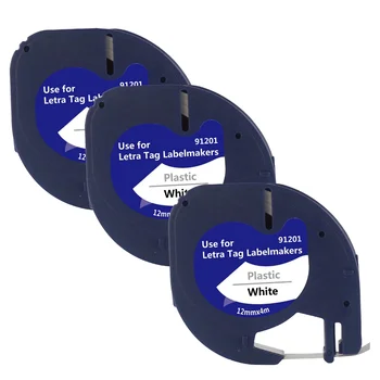 3 шт. Совместимая замена ленты для этикеток для Dymo Letratag Черно-белая пластиковая лента для этикеток для производителя этикеток LetraTag 16