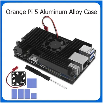 Корпус Orange Pi 5, Металлический корпус Orange Pi 5B с Охлаждающим вентилятором, Радиаторы Активного и пассивного Отвода тепла для Orange Pi 5 10
