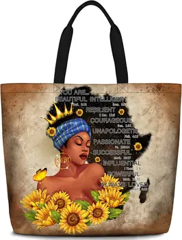 Женские сумки-тоут афроамериканские женские сумки-ранцы Black Girl Magic Сумка через плечо большой емкости для занятий в тренажерном зале, путешествий, покупок 11