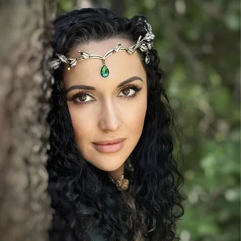 Ведьма Лесной Кристалл Эльфийская Тиара Для Волос Elven Fairy Core Лента Для Волос Fairy Hair Crown Лесные Украшения для женщин 3