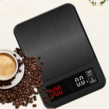 Электронные кухонные весы, Цифровые весы, умные кофейные весы с таймером, прецизионные весы, Бытовые пищевые весы, весы для взвешивания 3 кг / 0,1 г 12