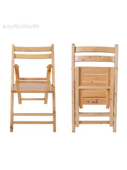 Пасторальный складной стул для детской комнаты простой современный стул со спинкой деревянный табурет из чистого кипарисового дерева бытовой стул из цельного дерева 4