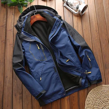 Зимняя теплая куртка 2 В 1, спортивная одежда, лыжное походное пальто Softshell, водонепроницаемая мужская ветровка для активного отдыха, альпинистские походные пальто 3
