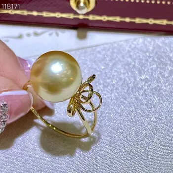 AAA10-11 Мм Круглое кольцо из натурального золота с жемчугом Южного моря, ювелирные изделия, обручальное кольцо из стерлингового серебра 925 пробы, обручальное кольцо 1