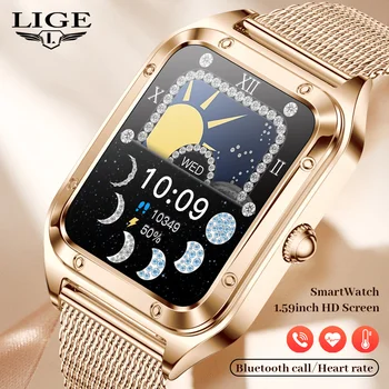 Женские смарт-часы LIGE, умные часы для Android и iOS, женские цифровые часы для звонков по Bluetooth для телефона Xiaomi HUAWEI, Apple iPhone