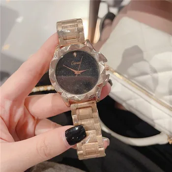 Женские часы Cacaxi Luxury 2023 Модные Женские наручные часы с бриллиантами, Нержавеющая сталь, Золотое Звездное Небо, Женские кварцевые часы A177G