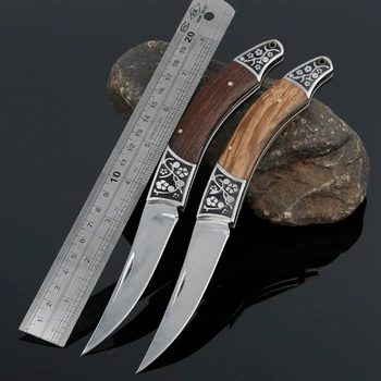 Охотничий нож + деревянная ручка Складной нож для выживания в кемпинге, военный карманный нож, Тактические ножи для выживания, подарок отцу 1