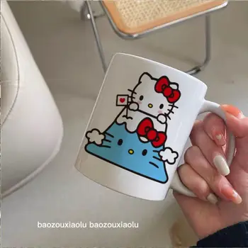 Подарок на день рождения Hello Kitty Kawaii для девочек, подружки, милая креативная керамическая чашка, домашние чашки для воды 11