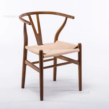 GY Скандинавия Обеденные стулья из массива дерева для столовой, Мебель для скандинавского дизайна, Креативная Бытовая Мебель Мебель