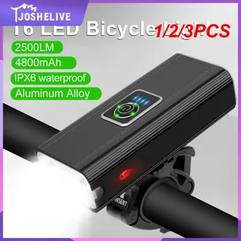 1/2 / 3ШТ Светодиодный велосипедный фонарь спереди 4800 мАч USB Перезаряжаемый MTB Велосипедный фонарь 2500 Люмен Велосипедная фара Велосипедный фонарик Велосипед 4