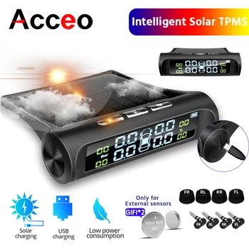 ACCEO Solar Power TPMS Система контроля давления в автомобильных шинах Автоматические системы охранной сигнализации, предупреждающие о давлении в шинах и температуре