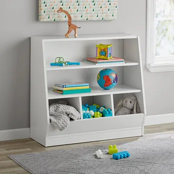 Детская корзина для хранения Your Zone и книжный шкаф с двумя полками, белый детский шкаф для одежды 5