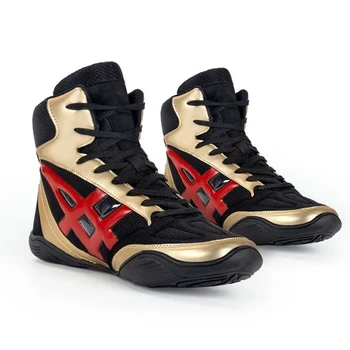 Профессиональные боксерские туфли TaoBo Black Gold с высоким берцем, мужские и женские размеры 35-46, борцовские туфли, кроссовки на резиновой подошве, тренировочные боевые ботинки 5