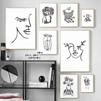 Настраиваемые минималистичные абстрактные картины для домашней росписи, настенные рисунки, плакаты с фигурками людей и принты для гостиной 8