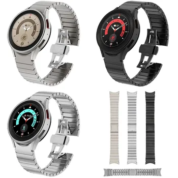 Ремешок для Samsung Galaxy Watch 4 5 6 Классический браслет 5pro Высококачественный металл Нержавеющая сталь титан Серебристо-черные ремешки для часов 2