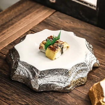 Тарелка с каменным узором, Высококачественная Домашняя посуда для сашими, блюда западной кухни, тарелка для стейка, Димсам, Суши, салат, Кухонная посуда 14