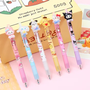 Новая ручка-накладка из смолы Sanrio, цветной металлический зажим для девочки-подростка, Нейтральная ручка, Милые студенческие канцелярские принадлежности 6