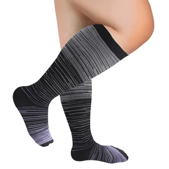 Компрессионные носки для бега до колен, спортивные носки для марафона, велоспорта, футбола, чулки от варикозного расширения вен, плюс размер