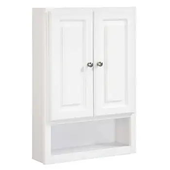2-дверный настенный шкаф для ванной комнаты белого цвета.