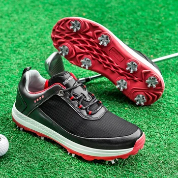 Новые сетчатые туфли для гольфа, мужская профессиональная обувь для гольфистов, роскошные кроссовки для ходьбы со шнурками и шипами. 9