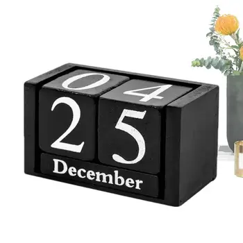 Деревянный календарь с обратным отсчетом праздничных дней, Переносной Деревянный Вечный календарь, украшение для журнальных столиков, столов, каминов 16