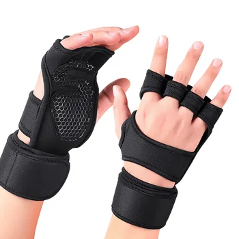 Силиконовый противоскользящий и износостойкий протектор для ладоней, защита от давления, тренировочные перчатки для поднятия тяжестей, спорт на полпальца 16