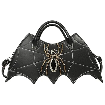 Женская сумка-клатч в форме летучей мыши с регулируемым плечевым ремнем, декорированная паутиной, сумочка в готическом стиле, новинка, женская сумка для вечеринки в честь Хэллоуина 3