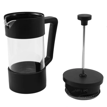 Кофеварка / чайник 2X French Press, кофейный пресс из утолщенного боросиликатного стекла, не ржавеет и можно мыть в посудомоечной машине, черный 1