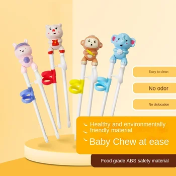 Детская посуда Kawaii animal с мультяшными детскими вспомогательными палочками для еды, набор ложек и вилок для обучения детей 1