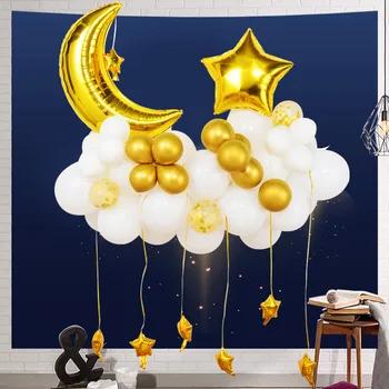 54 шт., набор воздушных шаров со звездами, Луной и облаками, день рождения, фестиваль, вечеринка, фоновое украшение для фото, воздушный шар, атмосфера, реквизит 16