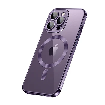 Фиолетовый Магнитный Чехол-Бампер Для Беспроводной Зарядки Magsafe Mag Safe iPhone 14 Plus 13 Pro Max 12 13Pro iPhone14 14Pro Чехол Для Телефона 3
