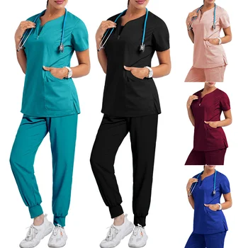 Женские медицинские скрабы Легкой посадки, быстросохнущая больничная форма, Хирургические скрабы, Рабочая одежда медсестры с коротким рукавом.