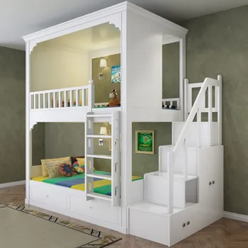 Детская кровать для мальчиков с приставным шкафом для детской спальни с двуспальной кроватью 11