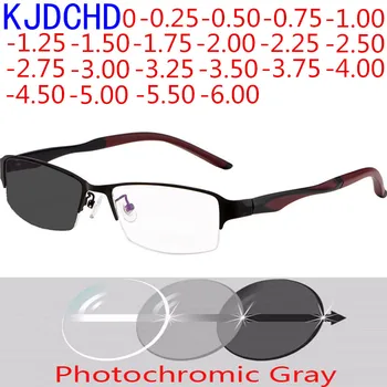 Сверхлегкие деловые фотохромные очки для близорукости из титанового сплава для женщин и мужчин, Оптические очки по рецепту врача 4