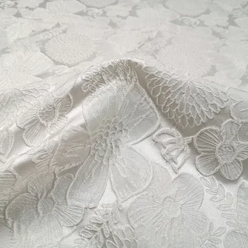 Парчовая жаккардовая ткань, весна-осень, чистое белое платье из темного зерна, тренч, ткань для одежды, модный дизайн Оптом по метрам 11