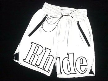 Уличная одежда 23SS
 Сетчатые шорты Rhude, мужские и женские бриджи, внутренний карман, молния, шнурок, Простые классические шорты, быстросохнущие 8