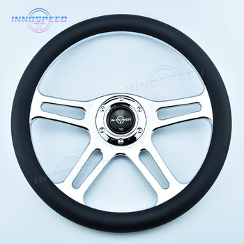 14-дюймовое Классическое рулевое колесо JDM из черной кожи, 4-спицевое гоночное спортивное рулевое колесо для универсальных автомобильных аксессуаров 4