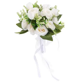 Невеста держит цветы В западном стиле, розы в лесном стиле, Реквизит для сухих букетов, Свадебные букеты, Фотография невесты, Искусственные 15