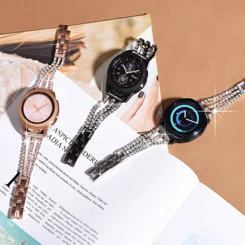 Ремешок с бриллиантами для Samsung Galaxy Watch 4/Classic/3/5/ pro/Active 2 Металлический дизайн 20мм 22мм браслет-звено huawei gt 2-2e-3-pro band